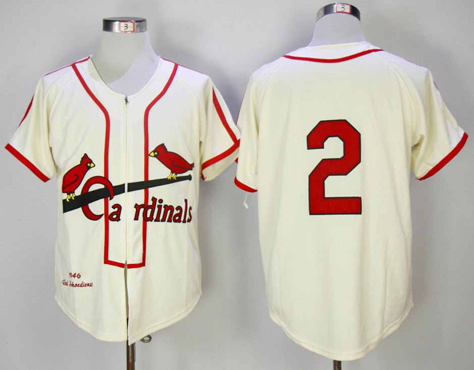 Custom Fan-Made Schoendienst Cream Cream St. Louis Cardinals #2 Red 1946 Baseball Jersey