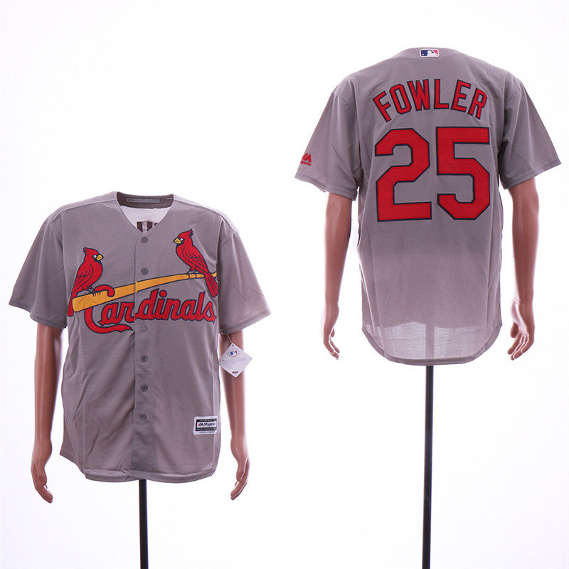 Custom Fan-Made Dexter Fowler St. Louis Cardinals #25 Grey Baseball Jersey