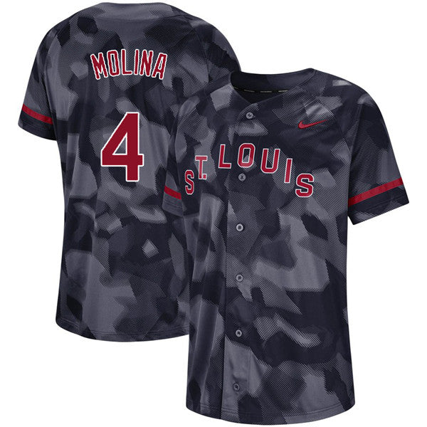 Custom Fan-Made Yadier Molina Camo St. Louis Cardinals #4 Black Baseball Jersey