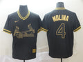Custom Fan-Made Yadier Molina St. Louis Cardinals #4 Black Baseball Jersey