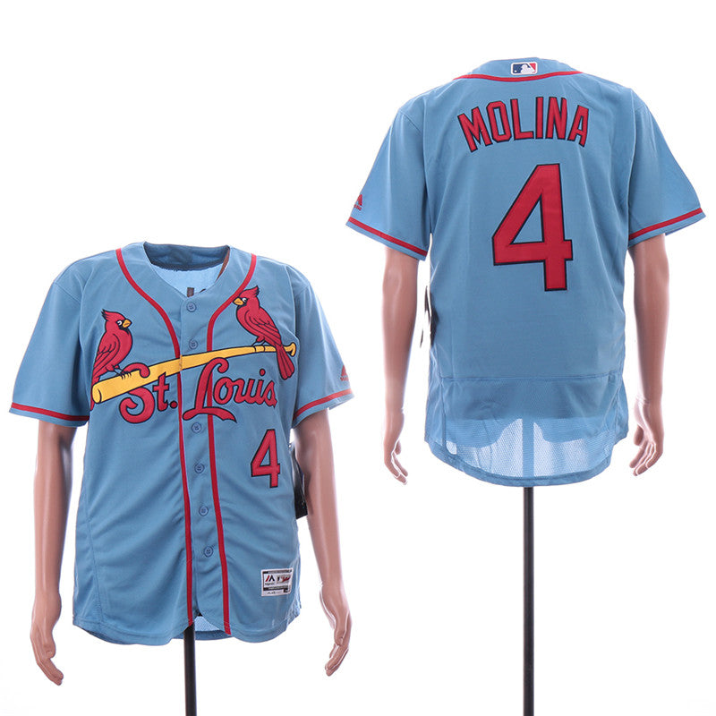 Custom Fan-Made Yadier Molina St. Louis Cardinals #4 Blue Baseball Jersey