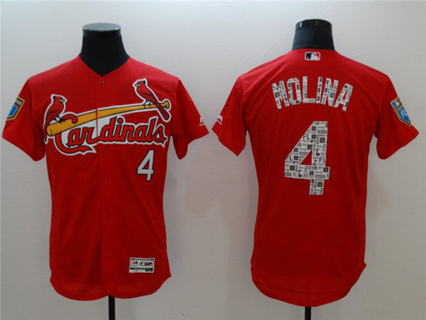 Custom Fan-Made Yadier Molina Spring Training St. Louis Cardinals #4 Red 2018 Baseball Jersey