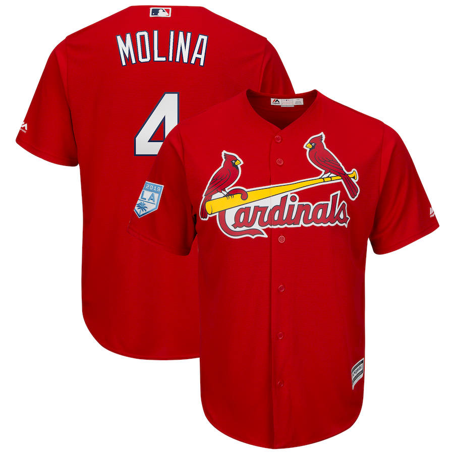 Custom Fan-Made Yadier Molina Spring Training St. Louis Cardinals #4 Red 2019 Baseball Jersey