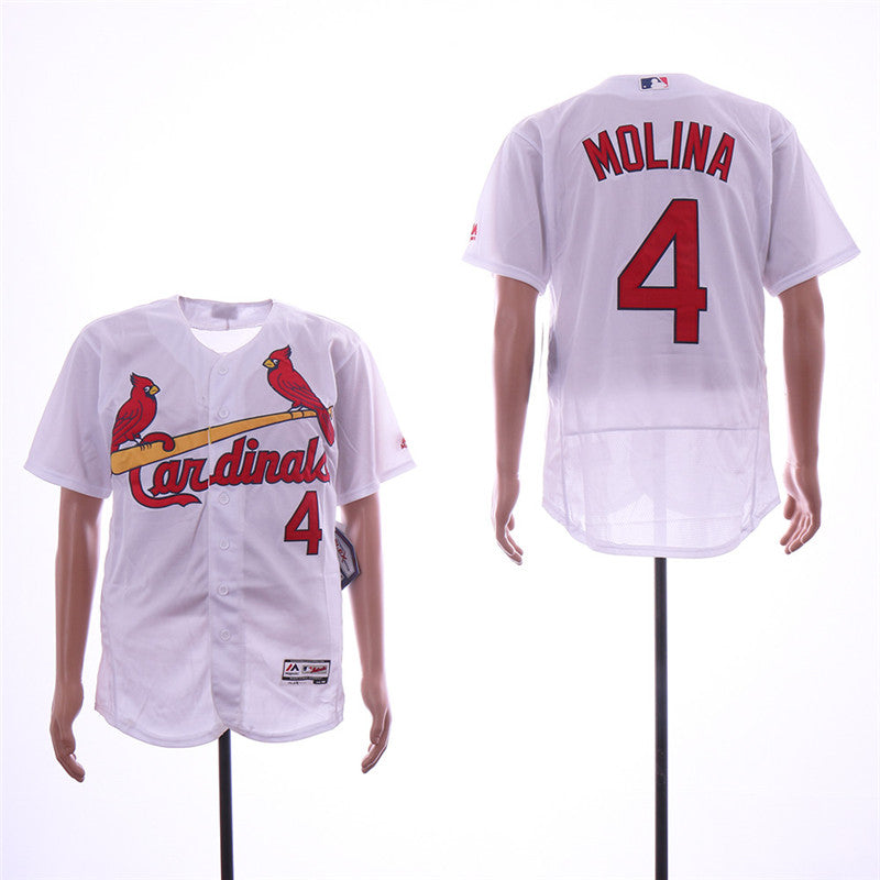 Custom Fan-Made Yadier Molina St. Louis Cardinals #4 White Baseball Jersey
