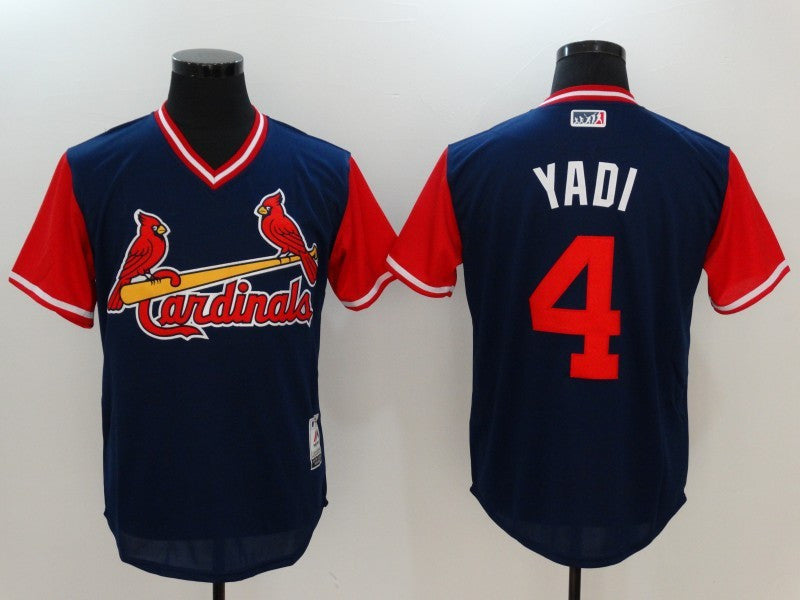 Custom Fan-Made Yadier Molina Yadi St. Louis Cardinals #4 Navy 2017 Baseball Jersey