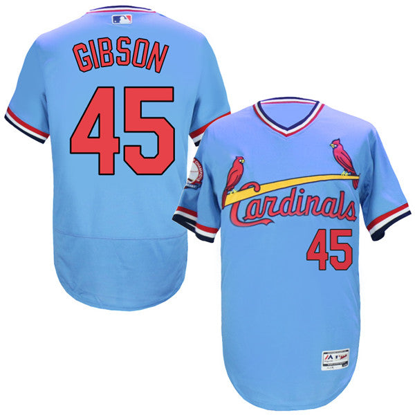 Custom Fan-Made Bob Gibson Cooperstown St. Louis Cardinals #45 Blue Baseball Jersey