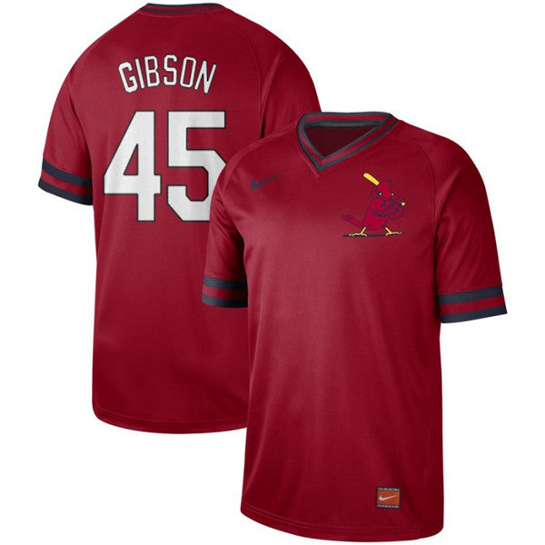 Custom Fan-Made Bob Gibson St. Louis Cardinals #45 Red Throwback Baseball Jersey