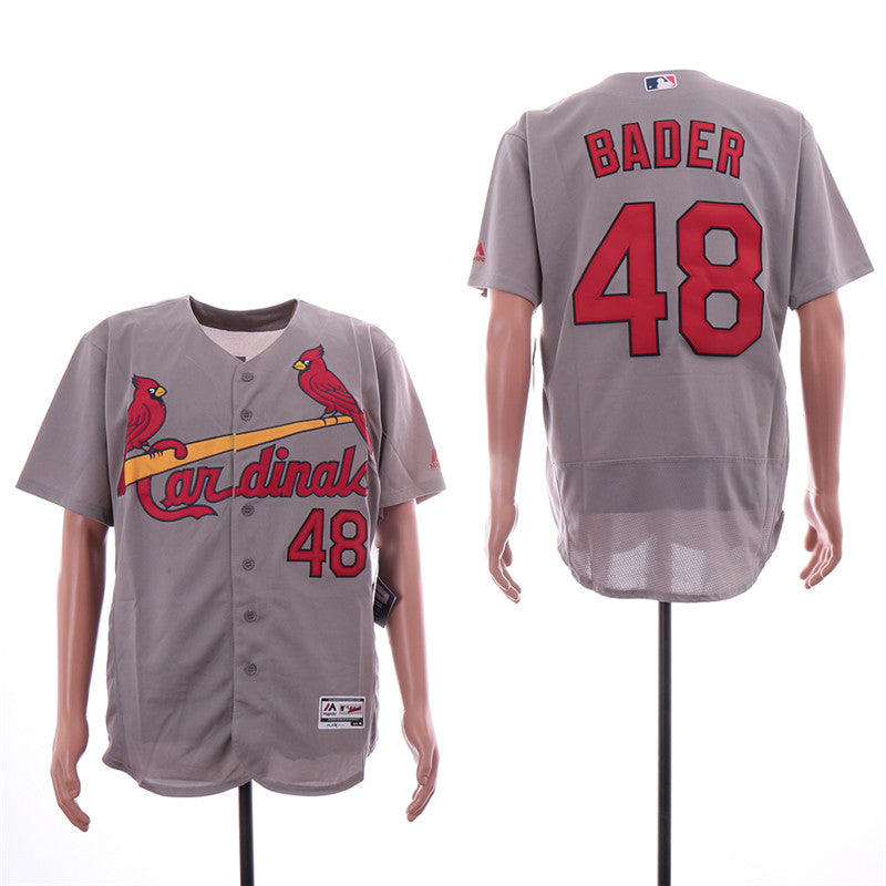 Custom Fan-Made Harrison Bader St. Louis Cardinals #48 Grey Baseball Jersey