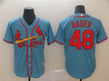 Custom Fan-Made Harrison Bader St. Louis Cardinals #48 Blue Baseball Jersey