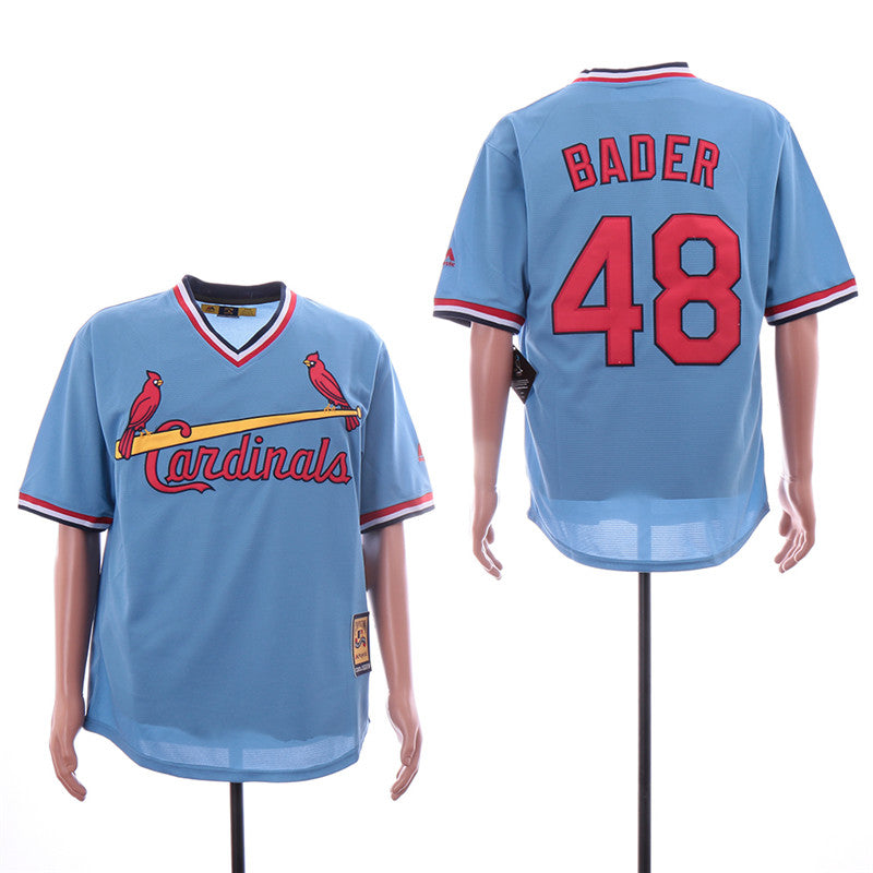 Custom Fan-Made Harrison Bader St. Louis Cardinals #48 Blue Throwback Baseball Jersey