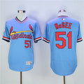 Custom Fan-Made Willie McGee Cooperstown St. Louis Cardinals #51 Blue Baseball Jersey