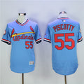 Custom Fan-Made Stephen Piscotty Cooperstown St. Louis Cardinals #55 Blue Baseball Jersey