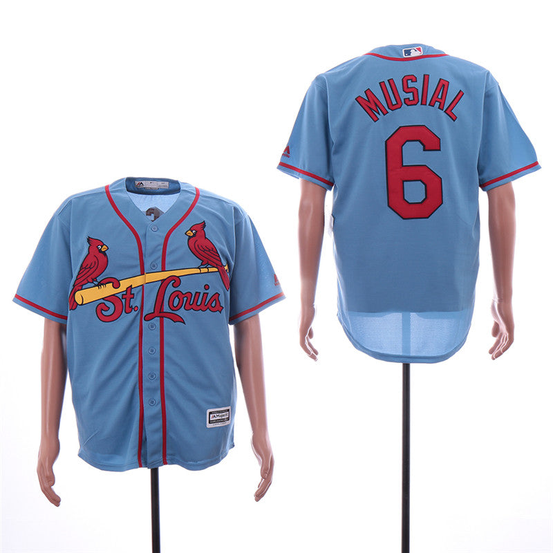 Custom Fan-Made Stan Musial St. Louis Cardinals #6 Blue Baseball Jersey