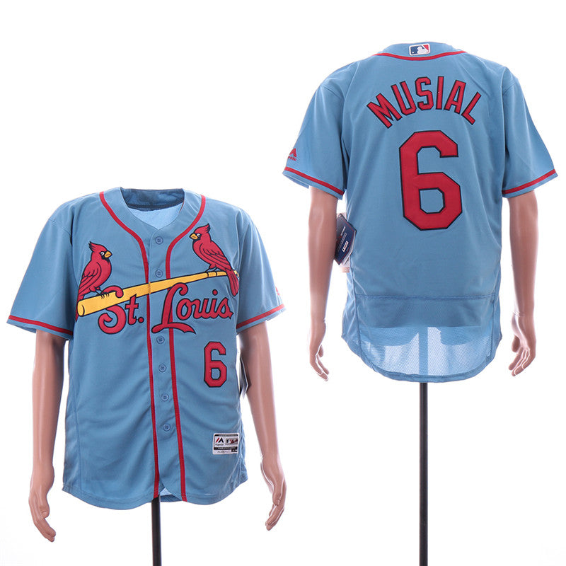 Custom Fan-Made Stan Musial St. Louis Cardinals #6 Blue Baseball Jersey