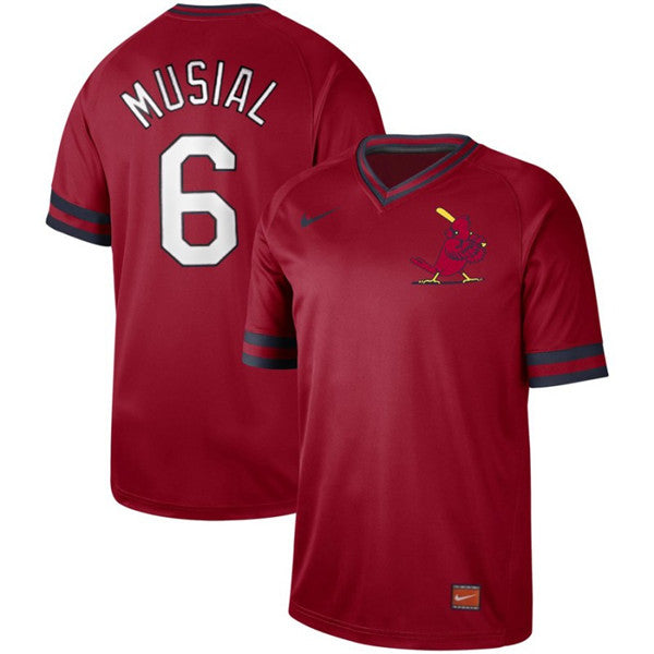 Custom Fan-Made Stan Musial St. Louis Cardinals #6 Red Throwback Baseball Jersey