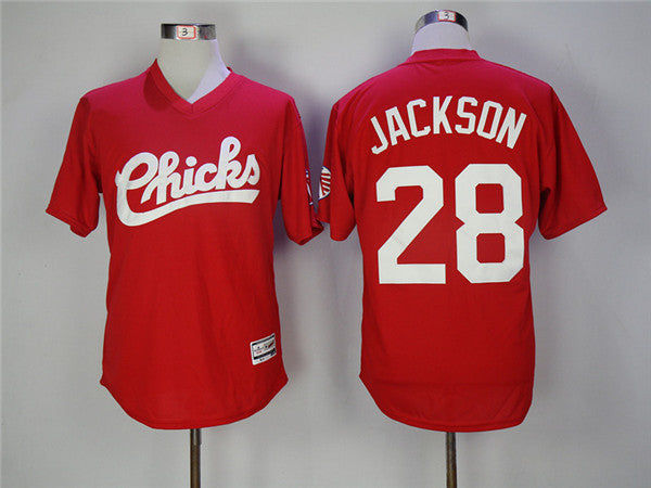 Custom Fan-Made Chicks Bo Jackson Movie Style #28 Red Baseball Jersey