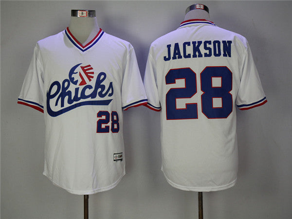 Custom Fan-Made Chicks Bo Jackson Movie Style #28 White Baseball Jersey