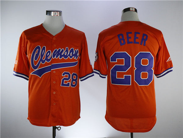 Custom Fan-Made Seth Beer Clemson Tigers #28 Orange Baseball Jersey
