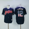Custom Fan-Made Francisco Lindor USA Flag Cleveland Guardians #12 Baseball Jersey