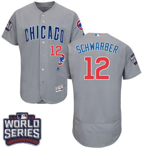 Custom Fan-Made Kyle Schwarber Bound Chicago Cubs #12 Grey 2016 Baseball Jersey