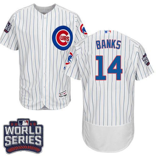 Custom Fan-Made Ernie Banks Bound Chicago Cubs #14 White 2016 Baseball Jersey