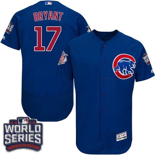 Custom Fan-Made Kris Bryant Bound Chicago Cubs #17 Blue 2016 Baseball Jersey