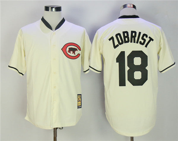 Custom Fan-Made Ben Zobrist Chicago Cubs #18 Throwback Baseball Jersey