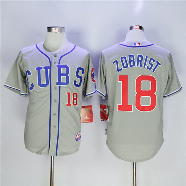 Custom Fan-Made Ben Zobrist Chicago Cubs #18 Grey Baseball Jersey