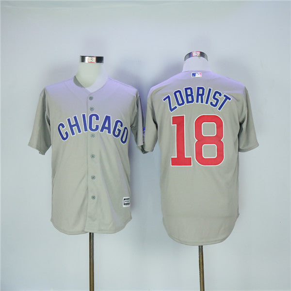 Custom Fan-Made Ben Zobrist Chicago Cubs #18 Grey Baseball Jersey