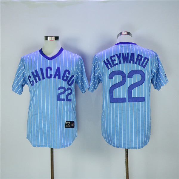 Custom Fan-Made Jason Heyward Chicago Cubs #22 Blue Throwback Baseball Jersey