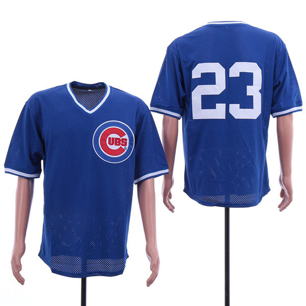 Custom Fan-Made Ryne Sandberg BP Chicago Cubs #23 Blue Baseball Jersey