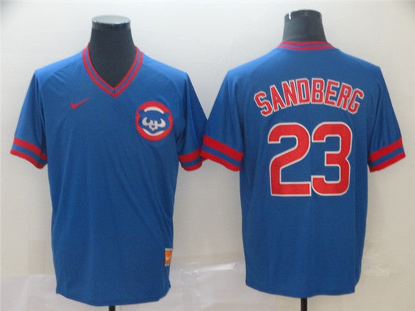 Custom Fan-Made Ryne Sandberg Chicago Cubs #23 Blue Throwback Baseball Jersey