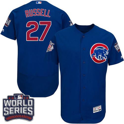 Custom Fan-Made Addison Russell Bound Chicago Cubs #27 Blue 2016 Baseball Jersey