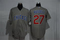 Custom Fan-Made Addison Russell Dark Chicago Cubs #27 Grey Baseball Jersey
