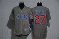 Custom Fan-Made Addison Russell Chicago Cubs #27 Grey Baseball Jersey