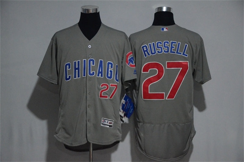 Custom Fan-Made Addison Russell Chicago Cubs #27 Grey Baseball Jersey