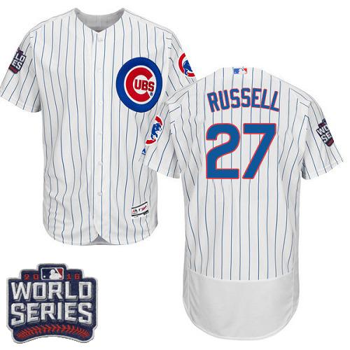 Custom Fan-Made Addison Russell Bound Chicago Cubs #27 White 2016 Baseball Jersey