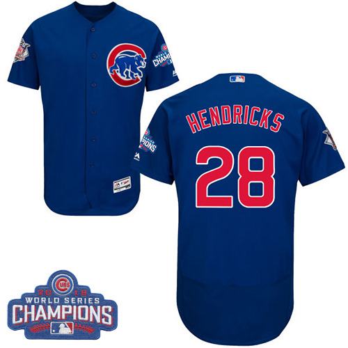 Custom Fan-Made Kyle Hendricks Chicago Cubs #28 Blue 2016 Baseball Jersey