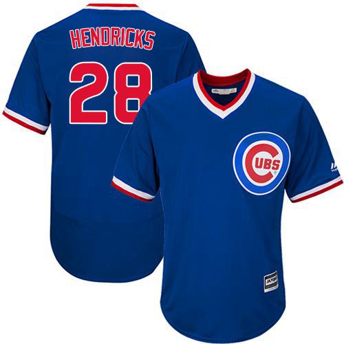 Custom Fan-Made Kyle Hendricks Cooperstown Chicago Cubs #28 Blue Baseball Jersey