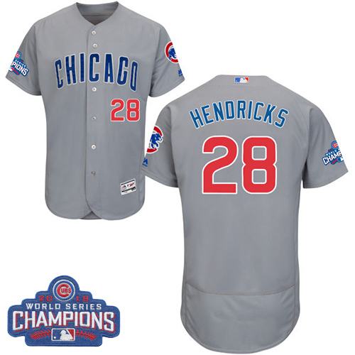 Custom Fan-Made Kyle Hendricks Chicago Cubs #28 Grey 2016 Baseball Jersey