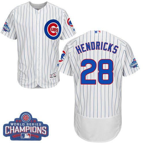 Custom Fan-Made Kyle Hendricks Chicago Cubs #28 White 2016 Baseball Jersey