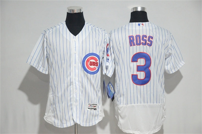 Custom Fan-Made David Ross Bound Chicago Cubs #3 White Baseball Jersey