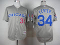 Custom Fan-Made Jon Lester Chicago Cubs #34 Grey Throwback Baseball Jersey