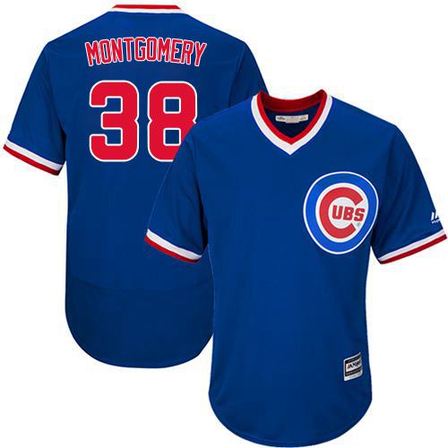Custom Fan-Made Mike Montgomery Cooperstown Chicago Cubs #38 Blue Baseball Jersey