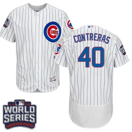 Custom Fan-Made Willson Contreras Bound Chicago Cubs #40 White 2016 Baseball Jersey