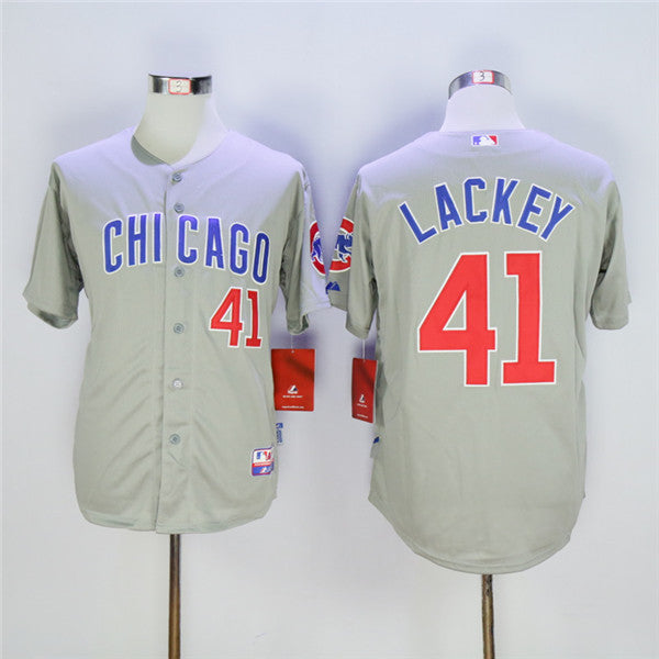 Custom Fan-Made John Lackey Chicago Cubs #41 Grey Baseball Jersey