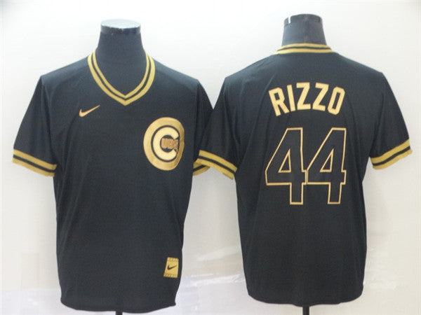 Custom Fan-Made Anthony Rizzo Chicago Cubs #44 Black Baseball Jersey