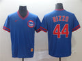 Custom Fan-Made Anthony Rizzo Chicago Cubs #44 Blue Throwback Baseball Jersey