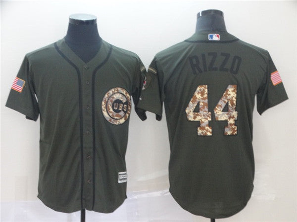 Custom Fan-Made Anthony Rizzo Camo Chicago Cubs #44 Service Edition Baseball Jersey