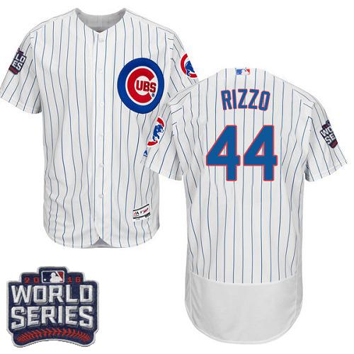 Custom Fan-Made Anthony Rizzo Bound Chicago Cubs #44 White 2016 Baseball Jersey